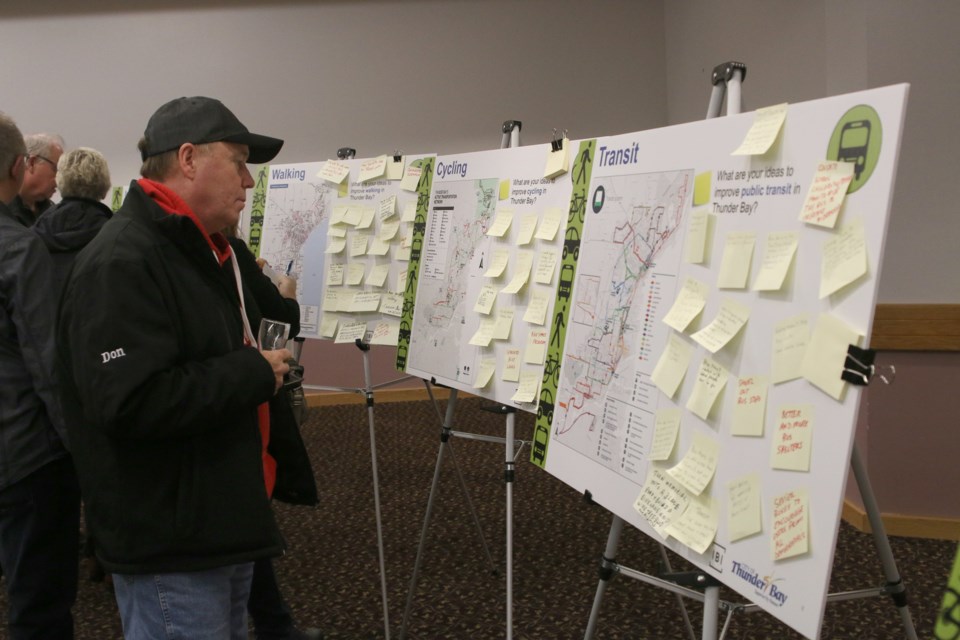 The public had an opportunity to share their ideas for the city of Thunder Bay's transportation master plan Wednesday night. 