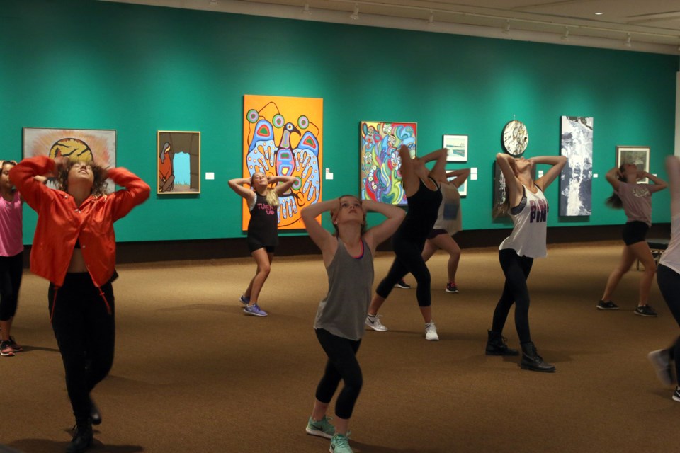 Dancers participate in Next Level Workshop 2.0 on Saturday led by Angelica Migliazza (far left). 