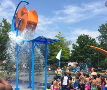 Splash pad water wheel