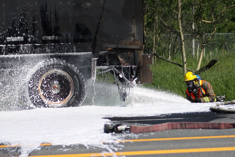 Highway truck fire