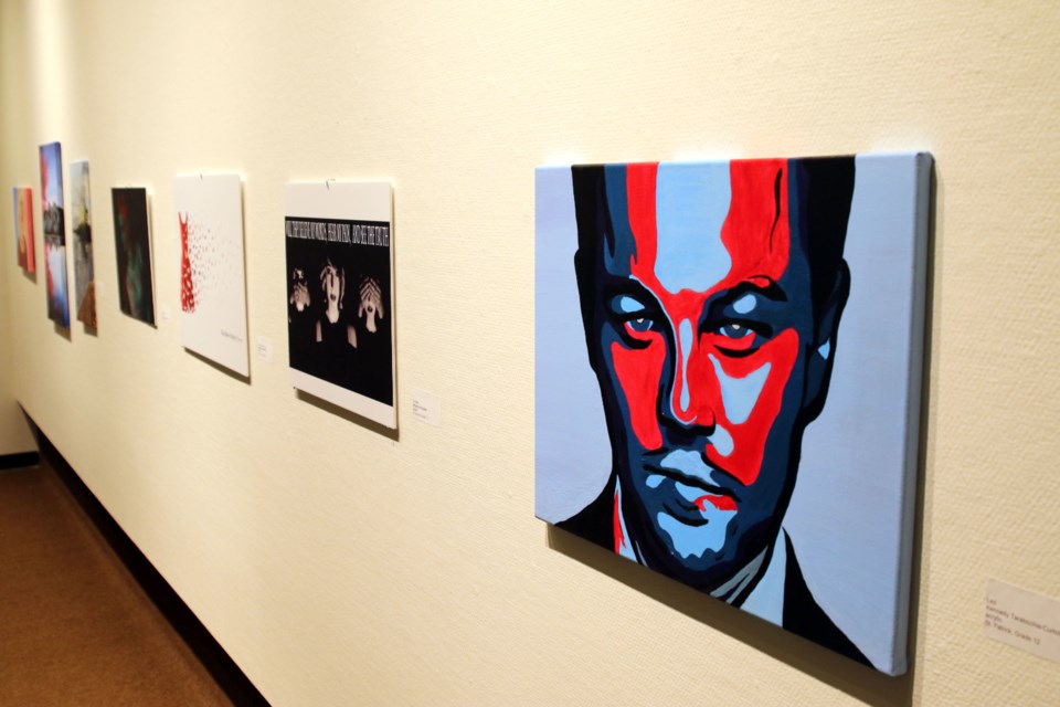A display of St. Patrick students' artwork. (Michael Charlebois, tbnewswatch.com).