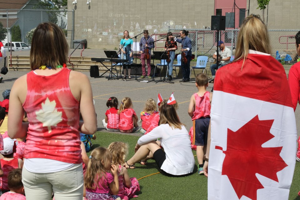 Students at Franco-Superieur celebrated Canada's birthday with a day full of live music. (Michael Charlebois, tbnewswatch.com)