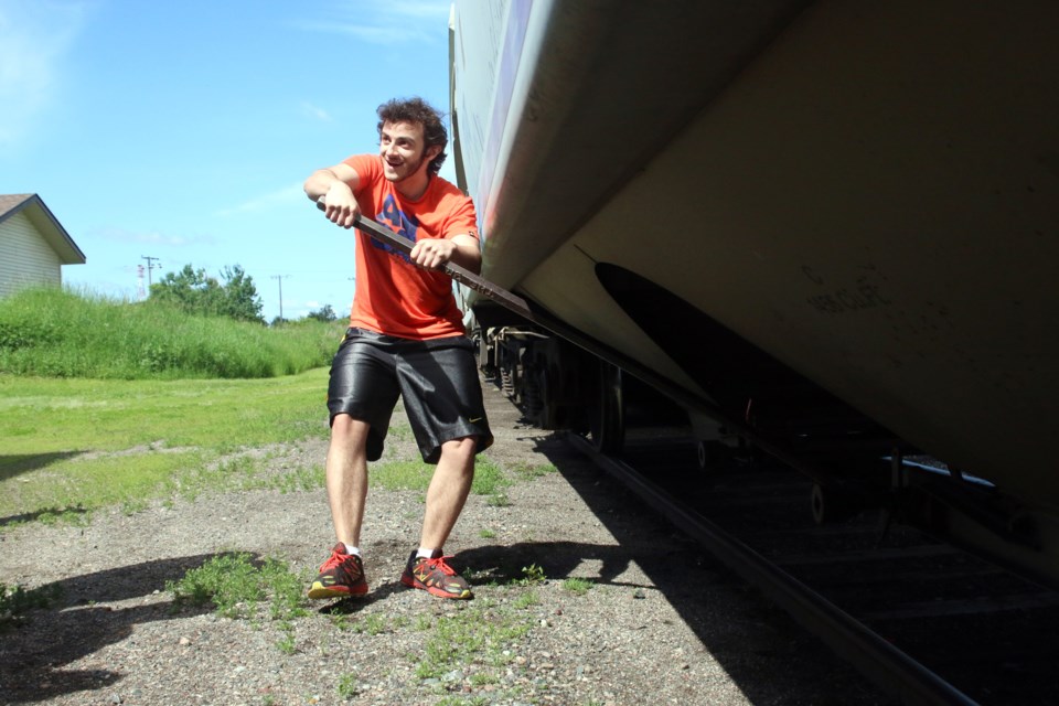 Gil Ishaky, a grade 12 student at Blyth Academy in Toronto, discovers working at a grain elevator is a lot harder than it looks. 