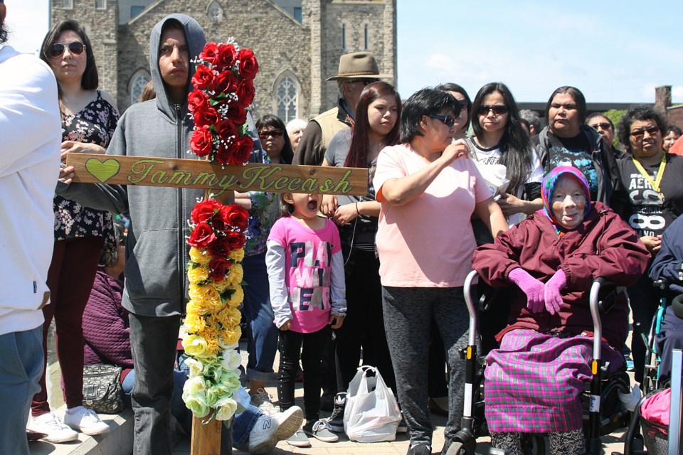 A memorial prayer walk to honour 17-year-old Tammy Keeash was held Thursday, less than a month after the body of the teen was found in the Neebing-McIntyre Floodway. (Matt Vis, tbnewswatch.com)