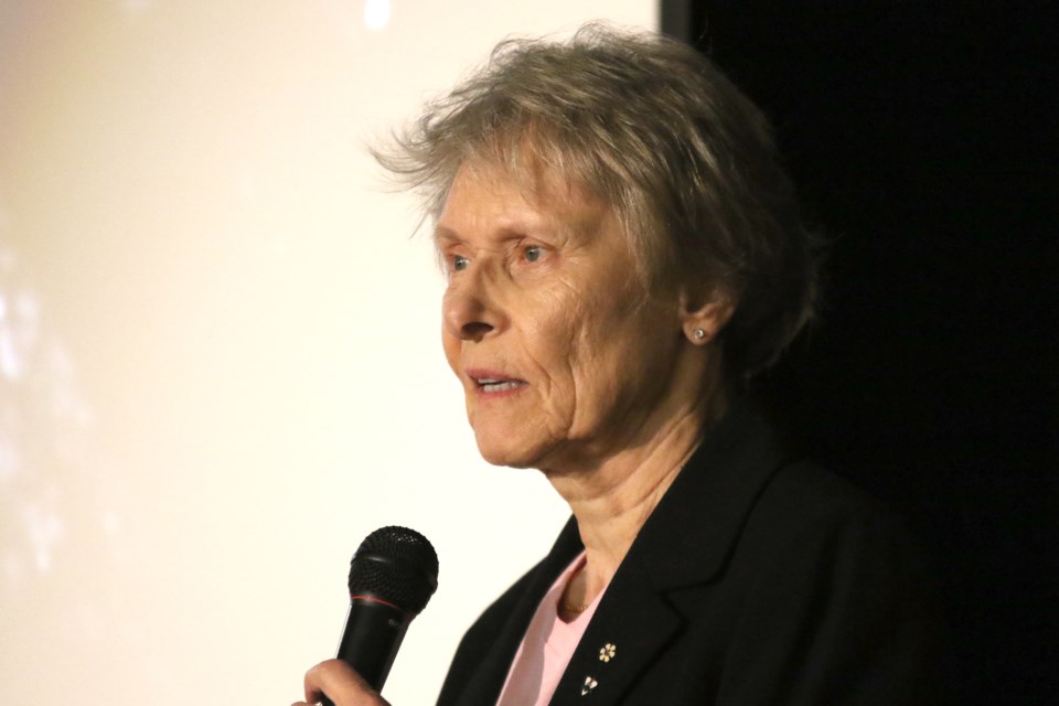 Astronaut Roberta Bondar speaks to students at Westgate CVI on Tuesday, June 6, 2017 (Leith Dunick, tbnewswatch.com). 