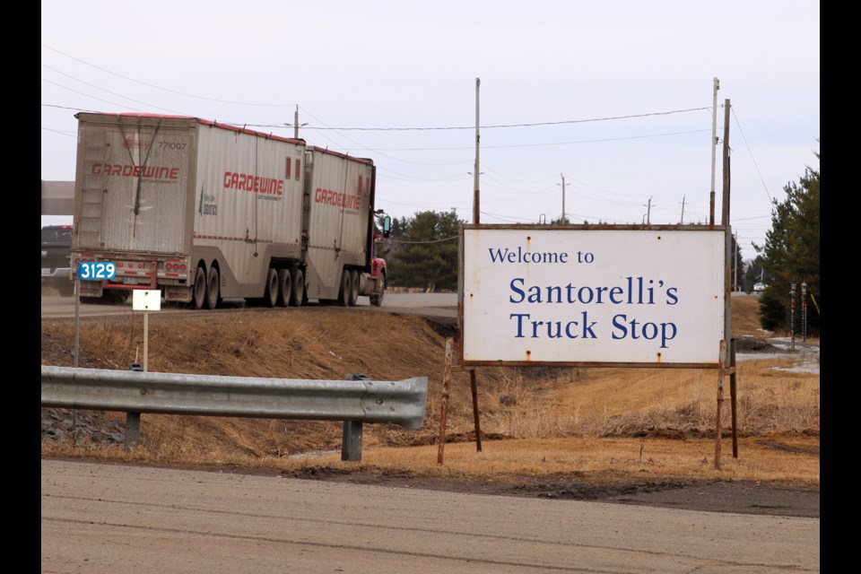 Transport trucks often stop at Santorelli's Truck Stop on the way into Thunder Bay via Arthur Street. 