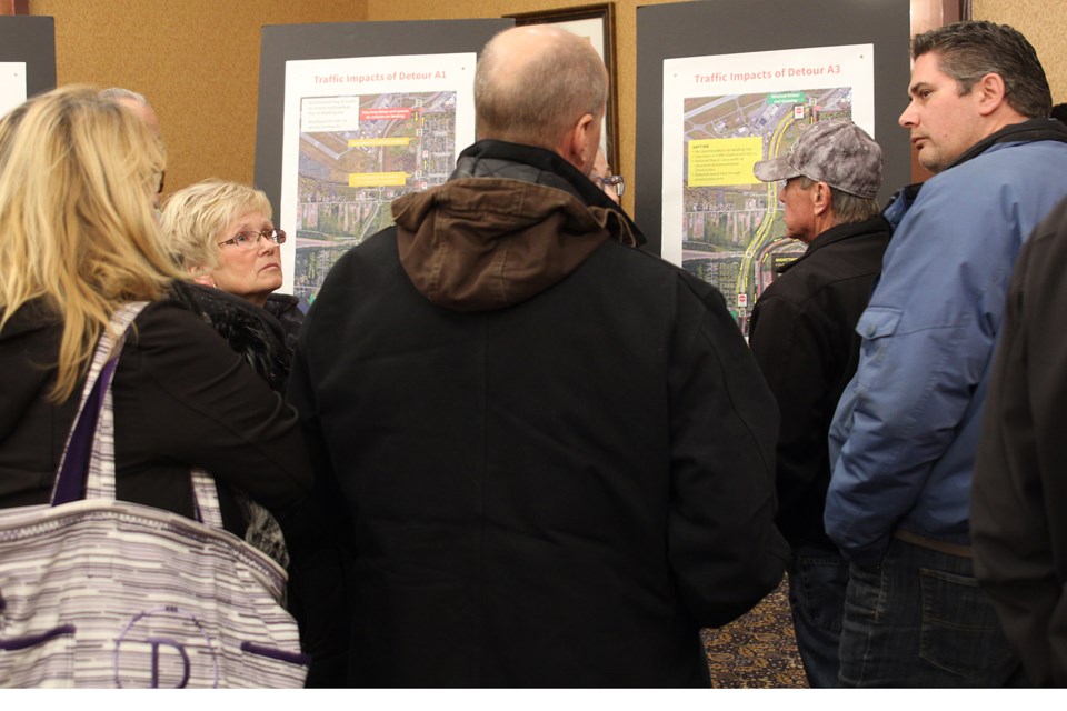 An open house for detour options during planned construction along Highway 61 was held at the Airlane Hotel on Thursday. (Matt Vis, tbnewswatch.com)