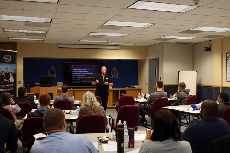 Thunder Bay Police Staff Sgt. John Fennell leads a discussion during the Zone Watch Academy on Saturday. 