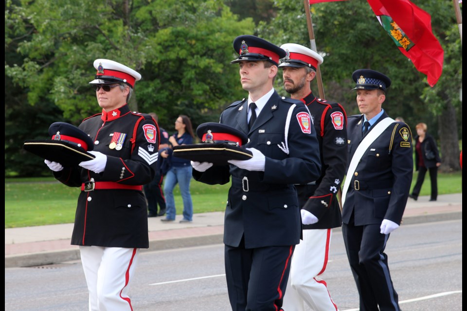 Members with the Thunder Bay Police Service and police services from across the region particiapted in a memorial parade and service to honour officers lost in the line of duty. (Photos by Doug Diaczuk - Tbnewswatch.com). 