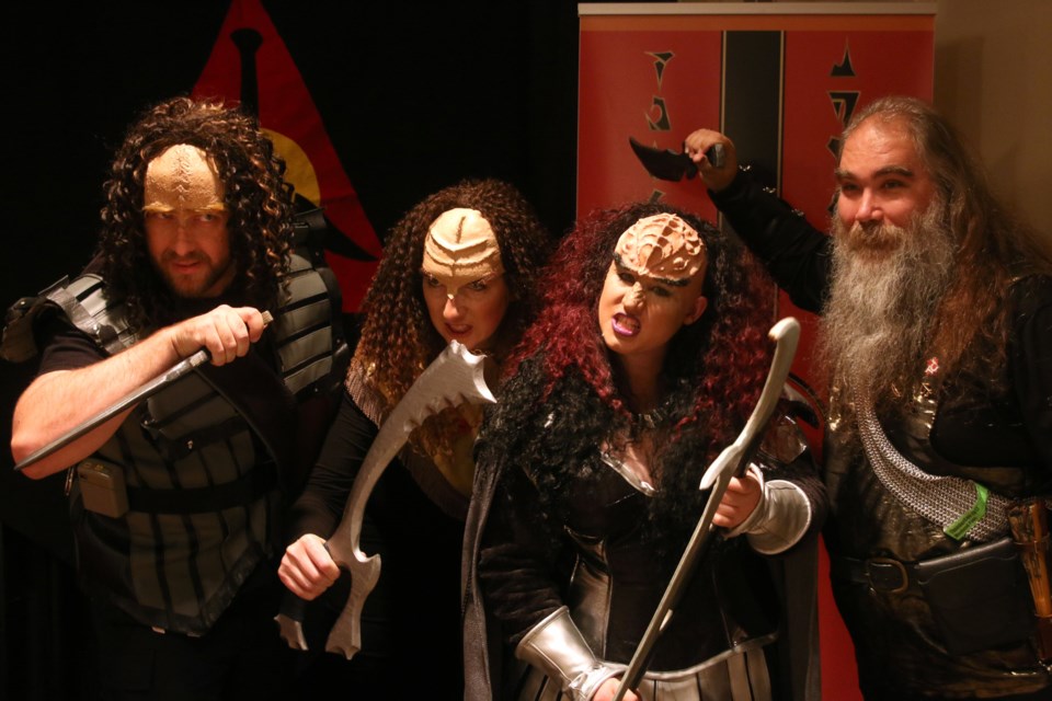 Neil Stephen, Christina Gebbes, Karen Hutchison, and Kris Spiesz made the journey from Timmins to show off their Klingon cosplay during this year's ThunderCon. (Photos by Doug Diaczuk - Tbnewswatch.com). 
