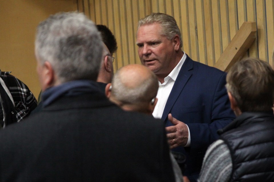 Ontario Progressive Conservative leader Doug Ford meets with supporters at a rally at the Finlandia Club on Tuesday, April 10, 2018. (Matt Vis, tbnewswatch.com)