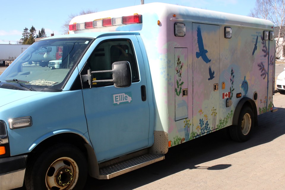 Ellie, a retrofitted ambulance, is being used for both street health care and harm reduction services for the past couple of months in Thunder Bay. (Leith Dunick, tbnewswatch.com)