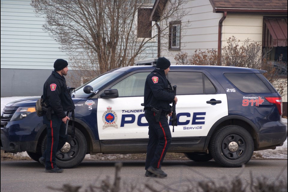 Police have Home Avenue barricaded as they deal with an incident. Police said they have concerns for someone's safety.  (Photos by Doug Diaczuk - Tbnewswatch.com). 