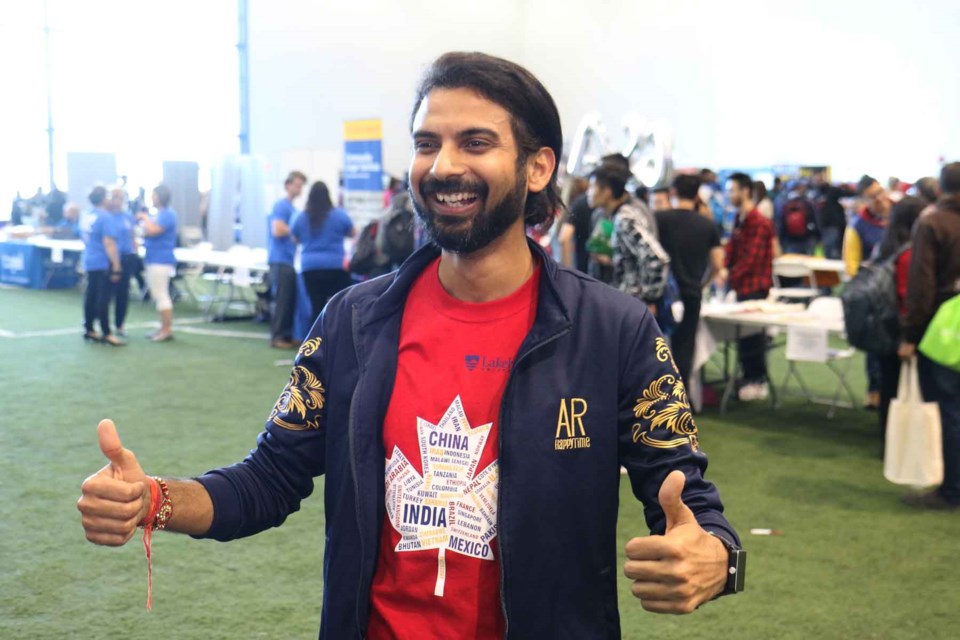 Ankit Raj of India is all smiles at Lakehead's international orientation day. (Michael Charlebois, tbnewswatch)