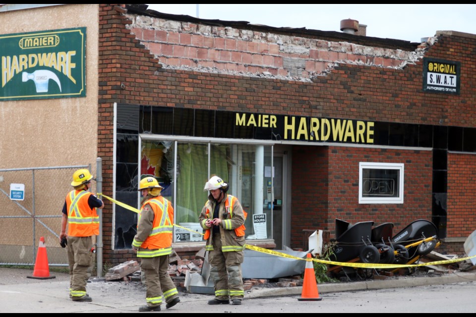 Thunder Bay Fire Rescue crews were on the scene of a partial building collapse on Simpson Street Tuesday afternoon. (Photos by Doug Diaczuk - Tbnewswatch.com). 