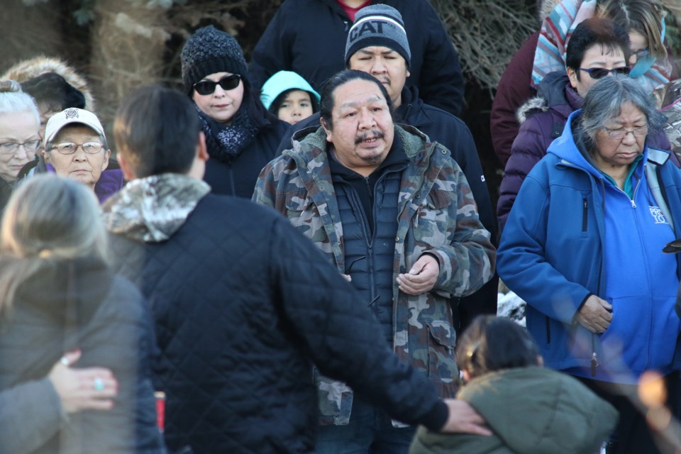 Ronnie Beaver, a relative of Braiden Jacob, conducted the vigil. (Michael Charlebois, tbnewswatch)