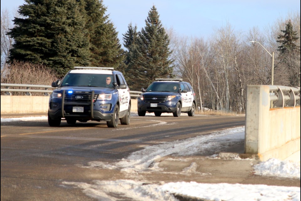 Police continue to hold the scene at Chapples Park where a body was discovered late Sunday morning. (Photos by Doug Diaczuk - Tbnewswatch.com). 