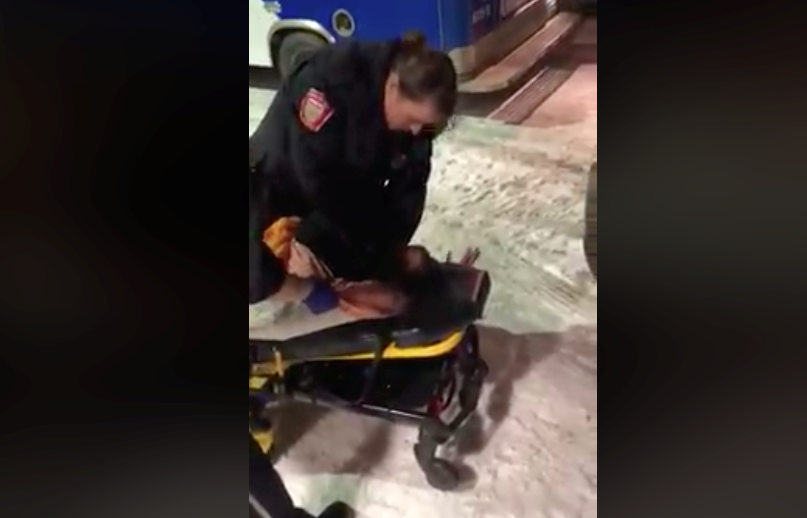 A video being shared on social media appears to show a Thunder Bay Police Service officer striking an individual on a stretcher. 