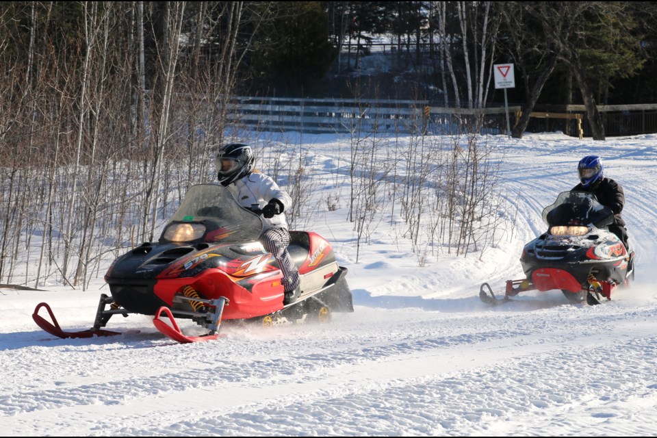 Lisa and Ron Maggrah set out on the nearly 200 kilometre trek during the 5th Annual Sled for Eternity ride in support of Adult and Teen Challenge on Saturday. (Photos by Doug Diaczuk - Tbnewswatch.com). 