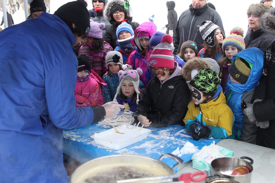 Science North did an extremely popular maple taffee demonstration during the city's SnowDay activities at Prince Arthur's Landing on Monday, February 19, 2018. (Matt Vis, tbnewswatch.com)