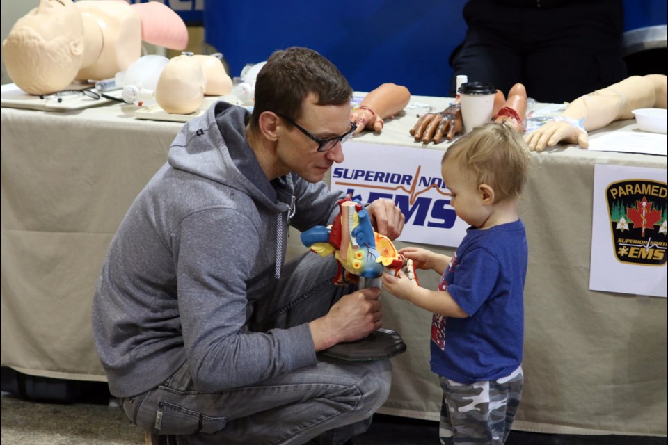 Paramedic, Gavin Barrett, said he's already working on recruiting his two-year-old son, Cullen, as a paramedic during the Public Safety, Security, and Health Recruitment Expo on Saturday. 