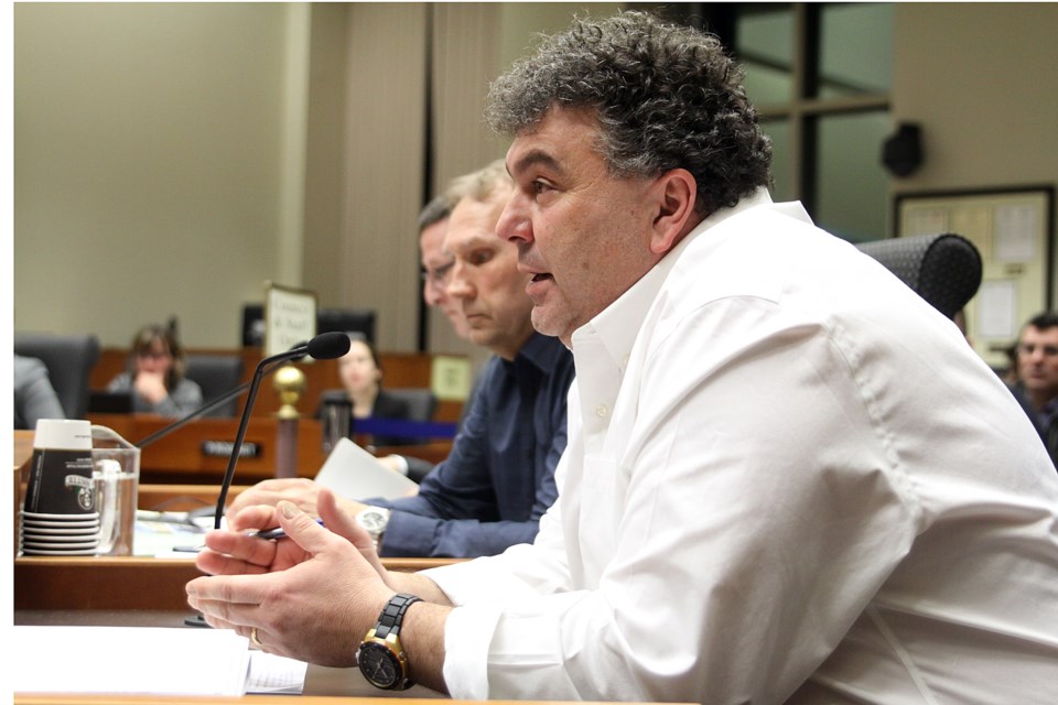 Thunder Bay Chill director of soccer programs Tony Colistro addresses Thunder Bay city council on Monday, January 15, 2018. (Matt Vis, tbnewswatch.com)