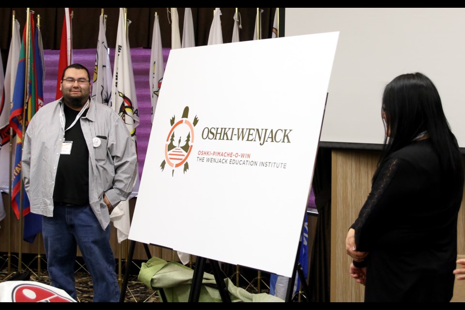 The Oshki-Pimache-O-Win Wenjack Education Institute unveils its new name in honour of Chanie Wenjack during the opening day of the Nishnawbe Aski Nation Chiefs Winter Assembly. 