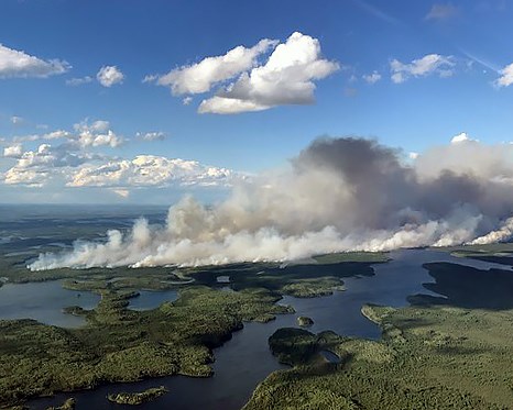 Nipigon District fire # 30 has grown to 6600 hectares, northeast of Nibinamik First Nation (MNRF photo)