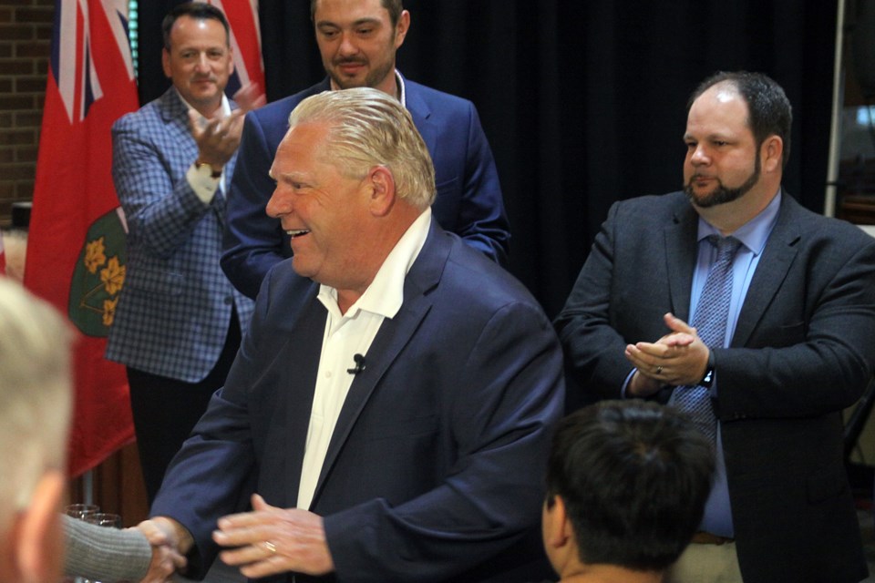 Ontario PC leader Doug Ford greets supporters in Thunder Bay on Friday, June 1, 2018. (Matt Vis, tbnewswatch.com)
