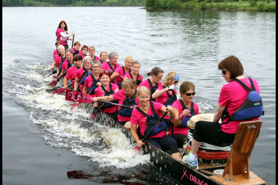 The Dragons of Hope dragonboat team will be sending 22 members to represent Thunder Bay in the International Breast Cancer Paddlers Commission Dragon Boat Festival in Florence, Italy next month. (Photos by Doug Diaczuk - Tbnewswatch.com). 