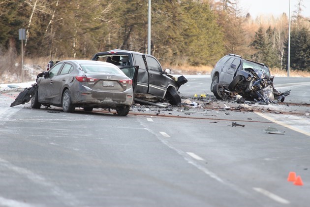 Three vehicles collided on Dec. 14, 2016 on the TB Expressway