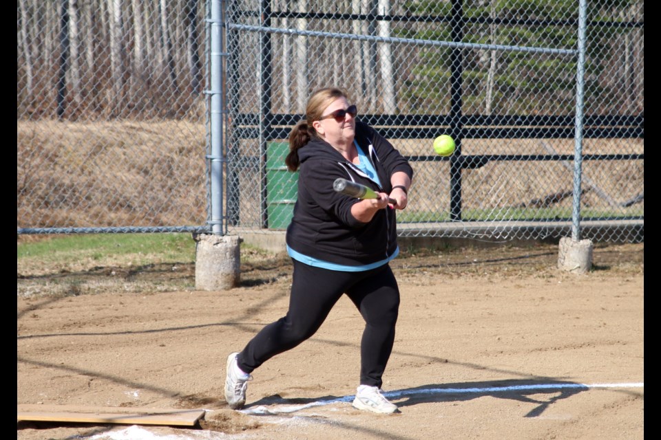 Kathy Benincasa is up at bat in the new 55-Plus softball league being held this summer. (Photos by Doug Diaczuk - Tbnewswatch.com). 
