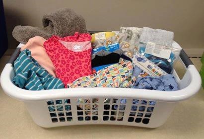 A basket of clothing collected by Precious Bundles (supplied photo)