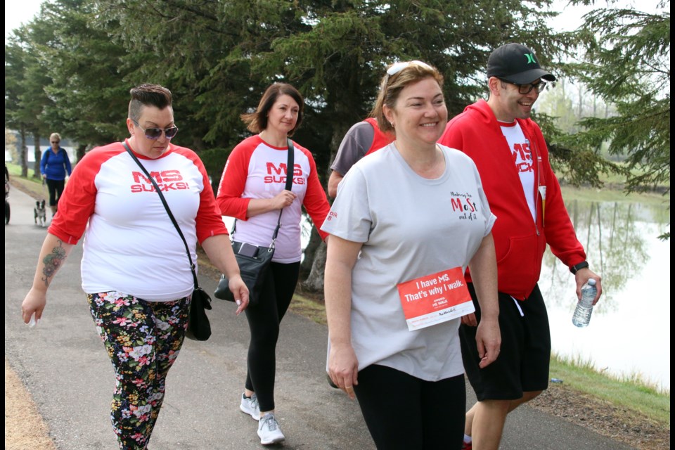 Marc Larocque (far right) walks with family and friends during the 2018 Mandarin MS Walk on Sunday. 