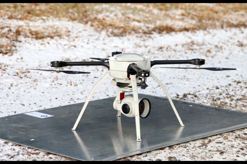 Thunder Bay Police have launched an unmanned arieal drone, which will assist officers with investigations and searching for missing persons. (Photos by Doug Diaczuk - Tbnewswatch.com). 