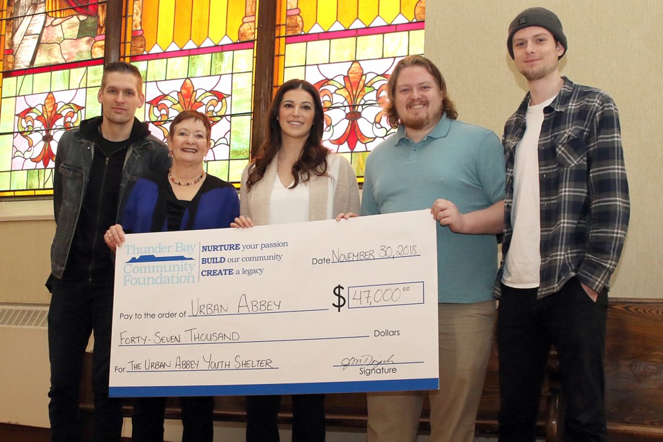 Urban Abbey Youth Shelter Cheque