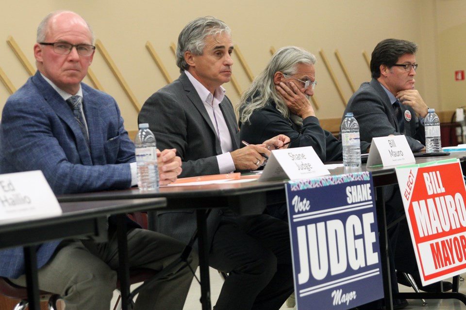 Eight of Thunder Bay's 11 mayoral candidates participated in a public forum at The Moose Hall on Thursday, October 11, 2018. (Matt Vis, tbnewswatch.com)