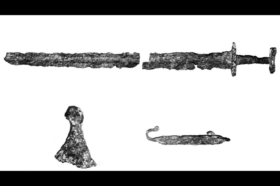 The Viking relics that Eddy Dodd claimed he found in a mining claim near Beardmore in 1931. (Photos courtesy of McGill-Queen's University Press).
