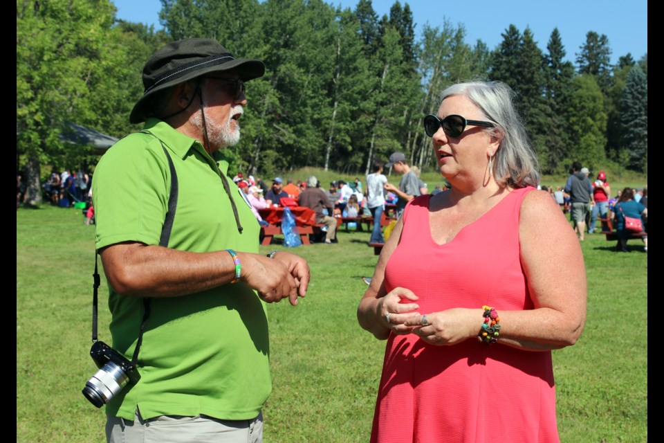Carlos Santander-Maturana, president of the Thunder Bay and District Labour Council, and Patty Coates, secretary treasurer at the Ontario Federation of Labour, spoke during the Labour Day Picnic, calling for renewed action to protect worker's rights under the new PC government. (Photos by Doug Diaczuk - Tbnewswatch.com). 
