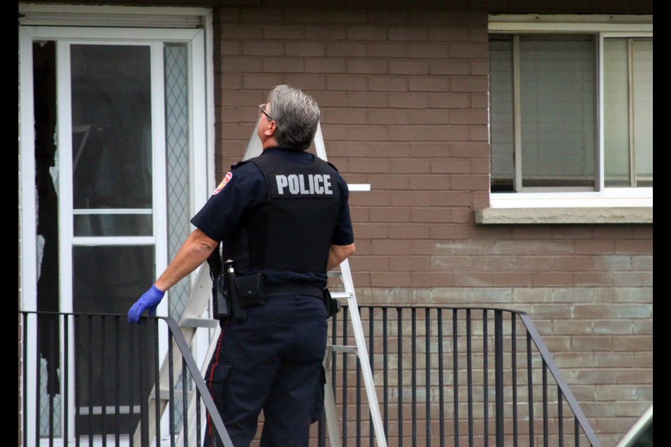 Police remain on the scene of a Piccadilly Avenue residence after receiving reports of gunfire. 