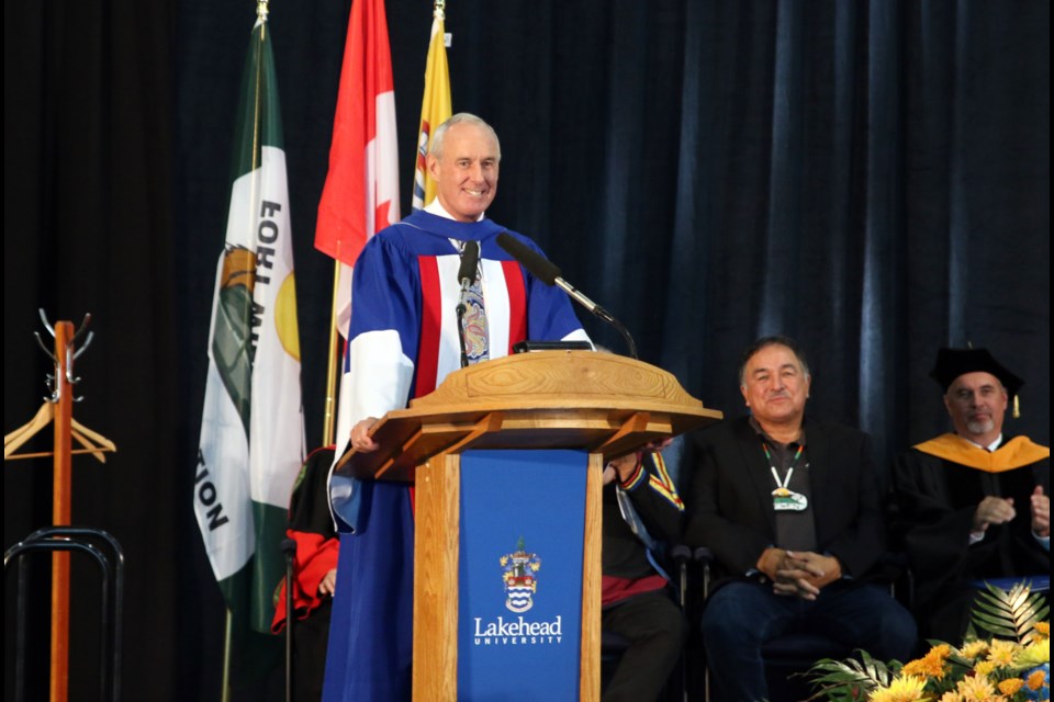 Ron MacLean received an honourary degree from Lakehead University in a ceremony on Saturday. (Photos by Doug Diaczuk - Tbnewswatch.com). 
