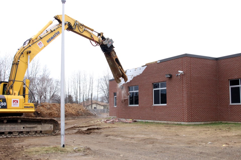 Demolition work on Sir Winston Churchill Collegiate and Vocational Institute began on Monday. (Photos by Doug Diaczuk - Tbnewswatch.com). 