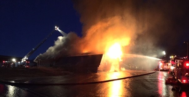 Dryden and Oxdrift firefighters battled a blaze at a former motel and restaurant on April 19, 2019 (DFS)