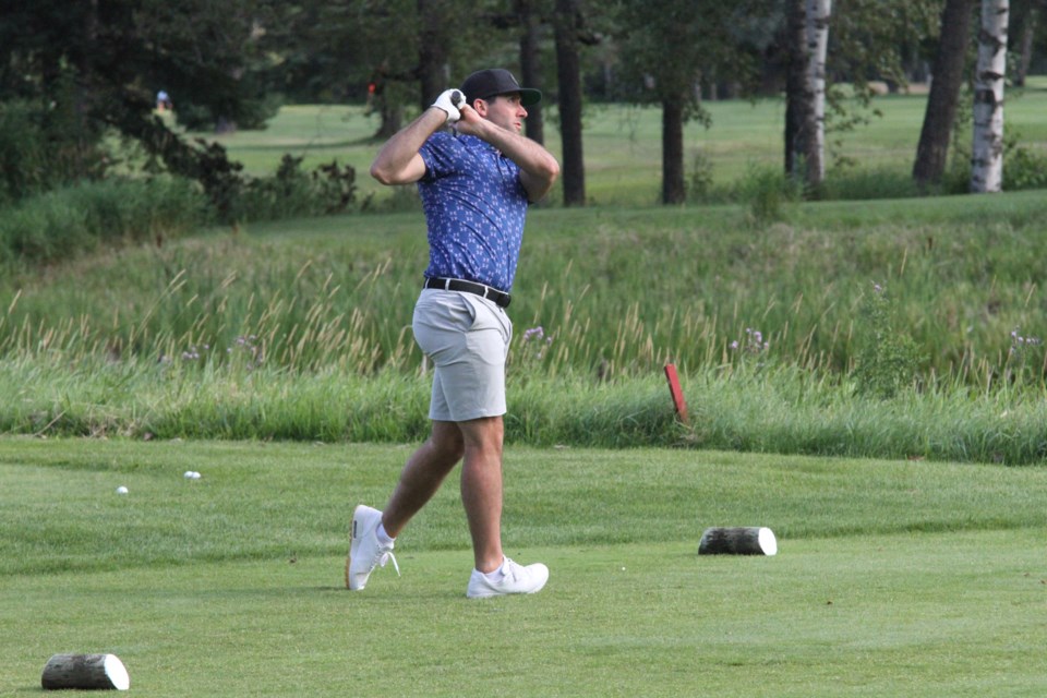 Carter Hutton teeing off on the third hole at the Hometown Heroes Children's Charity Golf Classic. (Michael Charlebois, tbnewswatch)