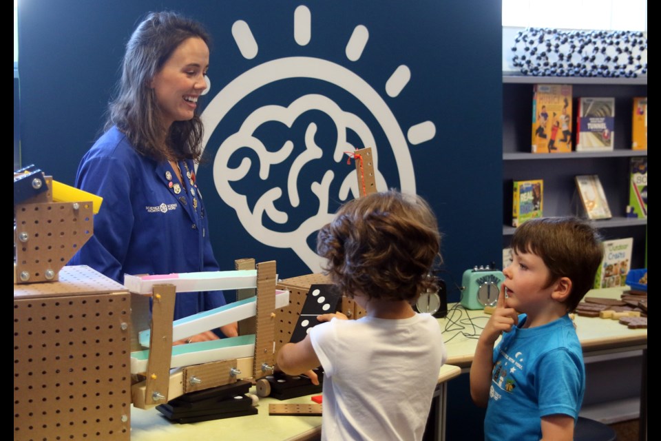 Kids explore what science and engineering have to offer at the newly opened Northern THINK Hub at the Brodie Resource Library. (Photos by Doug Diaczuk - Tbnewswatch.com). 