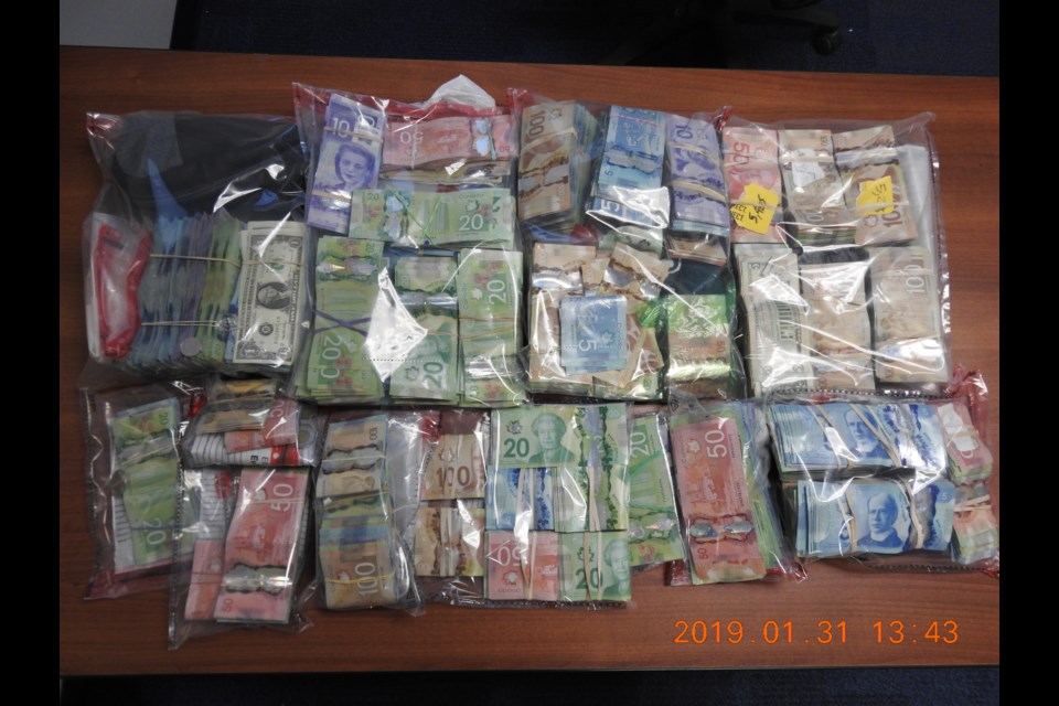 Cash sezied from a drug bust at a Limbrick Street residence on Tuesday, January 29, 2019. (Thunder Bay Police Service handout)