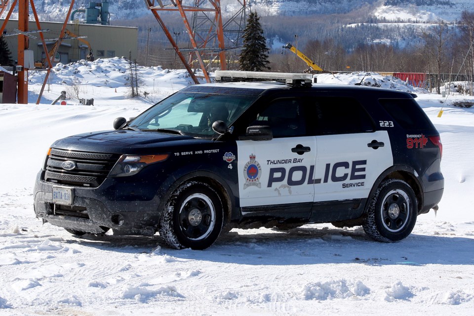 Police on Monday, Feb. 25, 2019 guard the scene on 108th Avenue where a body was discovered the day before by a passerby. (Leith Dunick, tbnewswatch.com)