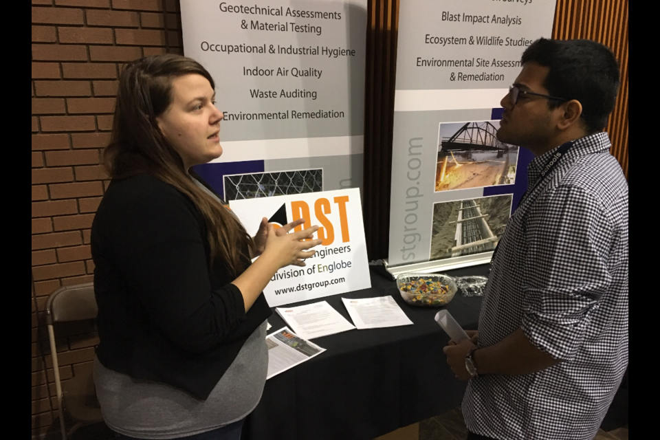Photo 1: Sheena Larson with DST Consulting Engineers was one of over 60 employers taking part in Confederation College’s Career and Job Fair on Wednesday. (Photo supplied by Confederation College)