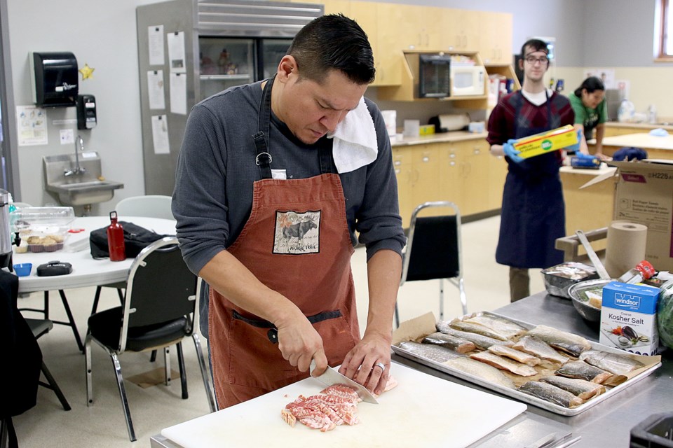 Chef Rich Francis preps a meal at the Regional Food Distribution Agency on Tuesday, Jan. 22, 2019. (Leith Dunick, tbnewswatch.com)