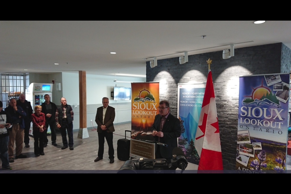 Kenora MP Bob Nault participated Tuesday, Jan. 22  in an announcement at the expanded Sioux Lookout airport (Adam Riley/TBTV)